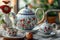 Tea set with charming floral design adds a touch of beauty