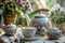 Tea set with charming floral design adds a touch of beauty