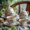 Tea set with charming floral design adds a touch of beauty