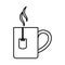 Tea, teacup with teabag hot beverage antioxidant line icon