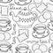 Tea time monochrome seamless pattern