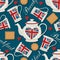 Tea Time seamless pattern. Decorative teapots and cups background. British Breakfast Vintage seamless pattern