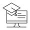 Teach school and education online learning graduation computer line style icon