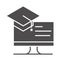 Teach school and education online learning graduation computer silhouette style icon
