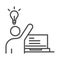 Teach school and education online student laptop idea knowledge line style icon