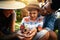 Teach your kids to love nature. a family gardening together in their backyard.