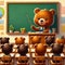 Teacher bear teaches little bear cubs. Illustration.