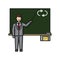 Teacher at blackboard pointing at repeat sign isolated vector illustration