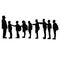 Teacher and children together body black color silhouette vector