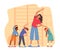 Teacher Doing with Kids Exercises in Gym, Preschool Children Sports Workout. Little Girls and Boys in Kindergarten Class