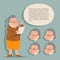 Teacher Emotion Old Female Granny Character Adult Icon Constructor Set Isolated