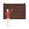 Teacher explains algebra on the blackboard vector illustration