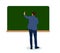 Teacher in front of blackboard in classroom