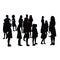 Teacher and girls together body black color silhouette vector
