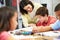 Teacher Helping Pupils Studying At Desks In Classroom