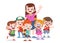 teacher with kids vector illustration isolated