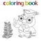 Teacher Owl in mortarboard for coloring book