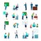 Teacher People Flat Colored Icons Set