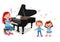 teacher play piano vectors illustration