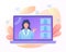 Teacher presentation motivation coaching webinar e-learning online course with flat cartoon style vector