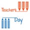 Teacher`s Day background. Red and blue pencils. Vector illustration