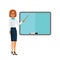 Teacher showing presentation cartoon flat vector illustration concept on isolated white background