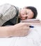 Teacher sleeping on pile of books