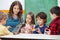 Teacher Teaching Students To Play Xylophone In