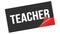 TEACHER text on black red sticker stamp