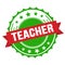TEACHER text on red green ribbon stamp