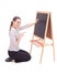 Teacher woman with blackboard