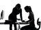 Teacher woman mother teenager girl studying silhouette