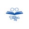 Teachers day logo. Glasses and book icon on white background