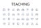 Teaching line icons collection. Instructing, Educating, Tutoring, Coaching, Mentoring, Guiding, Training vector and