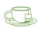 Teacup drink in dish icon