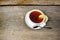 Teacup on the grunge wood table, XXXL