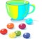 Teacup and multicolored candy