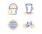 Teacup, Seo internet and Sponge icons set. Bicycle sign. Tea or latte, Globe, Cleaner bucket. Bike. Vector