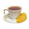 Teacup with tea and lemon