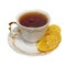 Teacup with tea and lemon