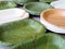 Teak , betel palm leaf dish plate organic pure green nature natural selected focus