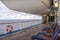 Teak lined Promenade Deck of modern cruise ship
