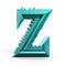 Teal 3d Cartoon Letter Z With Jagged Edges And Zany Humor