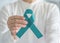 Teal awareness ribbon bow color for Ovarian Cancer, Polycystic Ovary Syndrome PCOS and Post Traumatic Stress Disorder PTSD