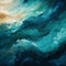 Teal Baroque Seascape Abstract Art