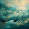 Teal Baroque Seascape Abstract Painting