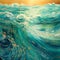 Teal Baroque Seascape Abstract Painting