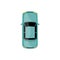 Teal blue color car from top view