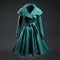 Teal Cloth 3d Model Fashion Trench Coat N1