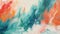 Teal and Coral Abstract Brush Strokes Expressive Modern Art